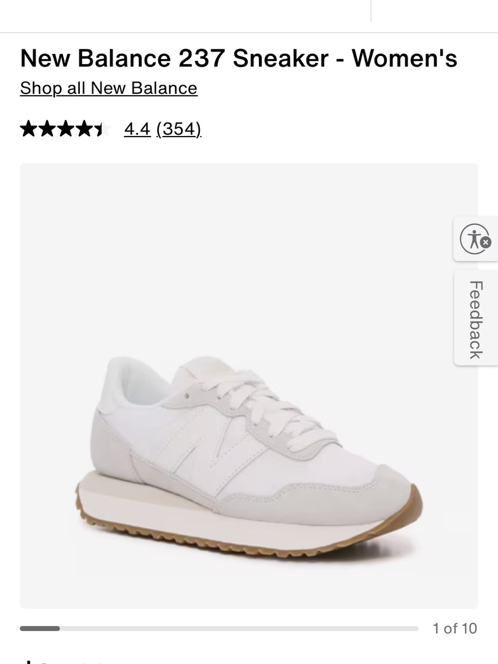 New Balance Women's 237 Sneaker in White and grey
